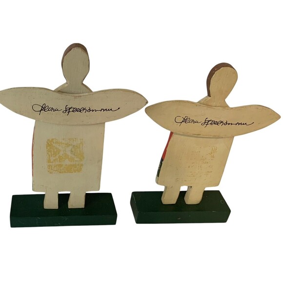 Ilona Steelhammer Wood Angel Musician Figures Folk Art Primitive Lot of 2 - Picture 2 of 8